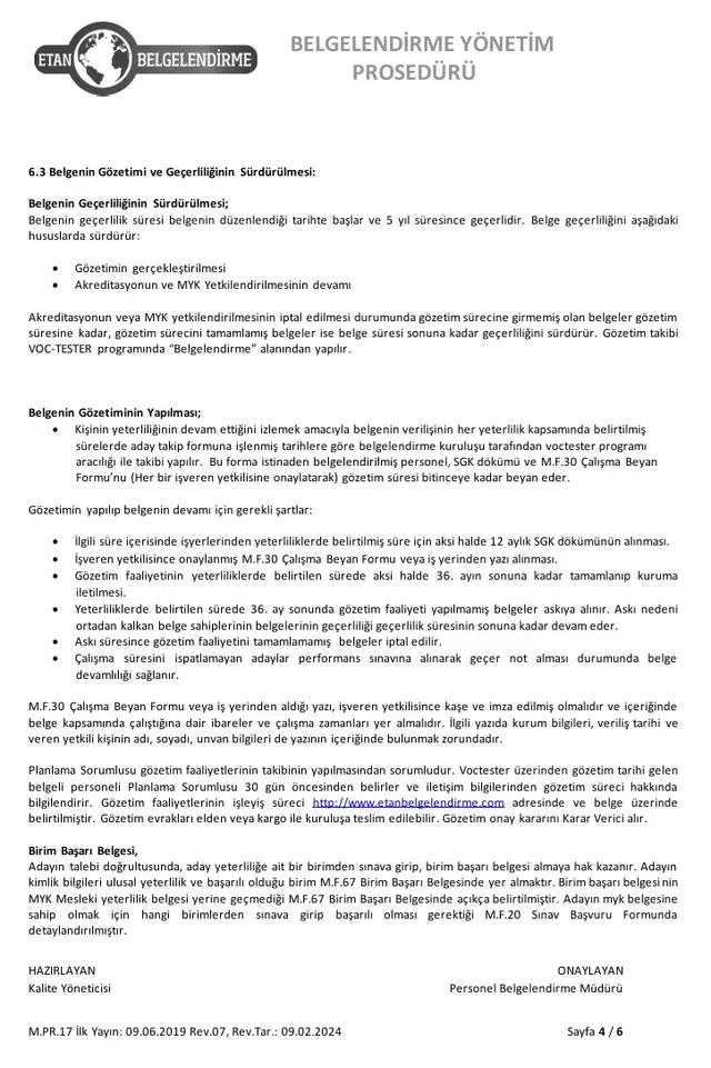 Belgelendirme Yönetim Prosedürü - Sayfa 4