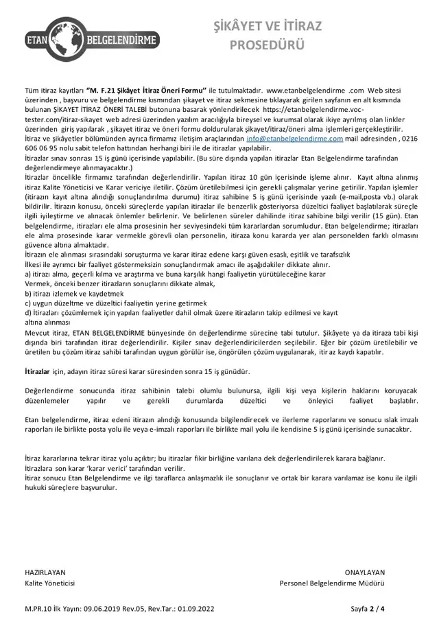 Belgelendirme Yönetim Prosedürü - Sayfa 2