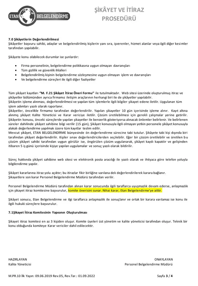 Belgelendirme Yönetim Prosedürü - Sayfa 3