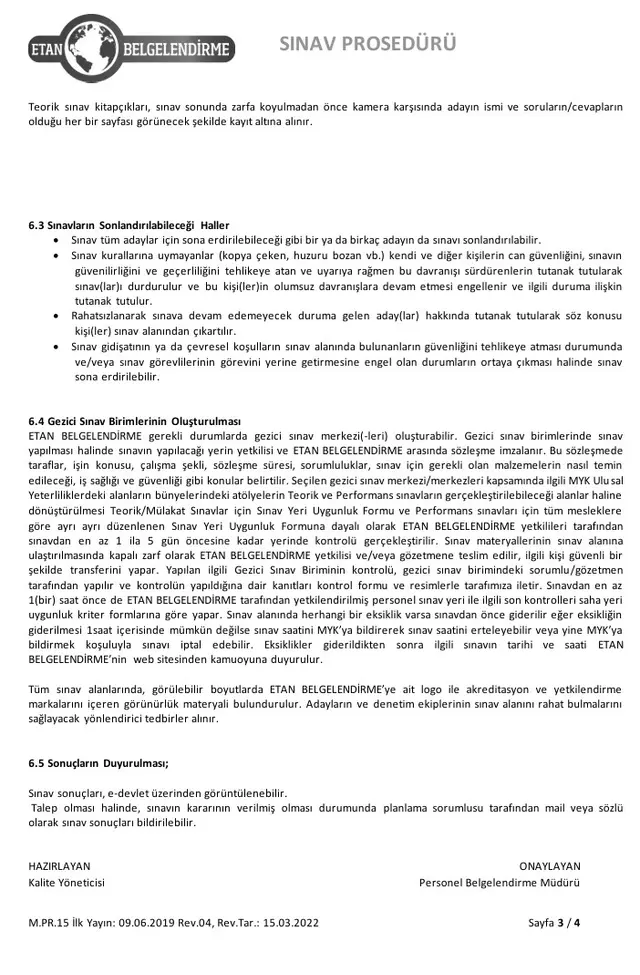 Sınav Prosedürü - Sayfa 3